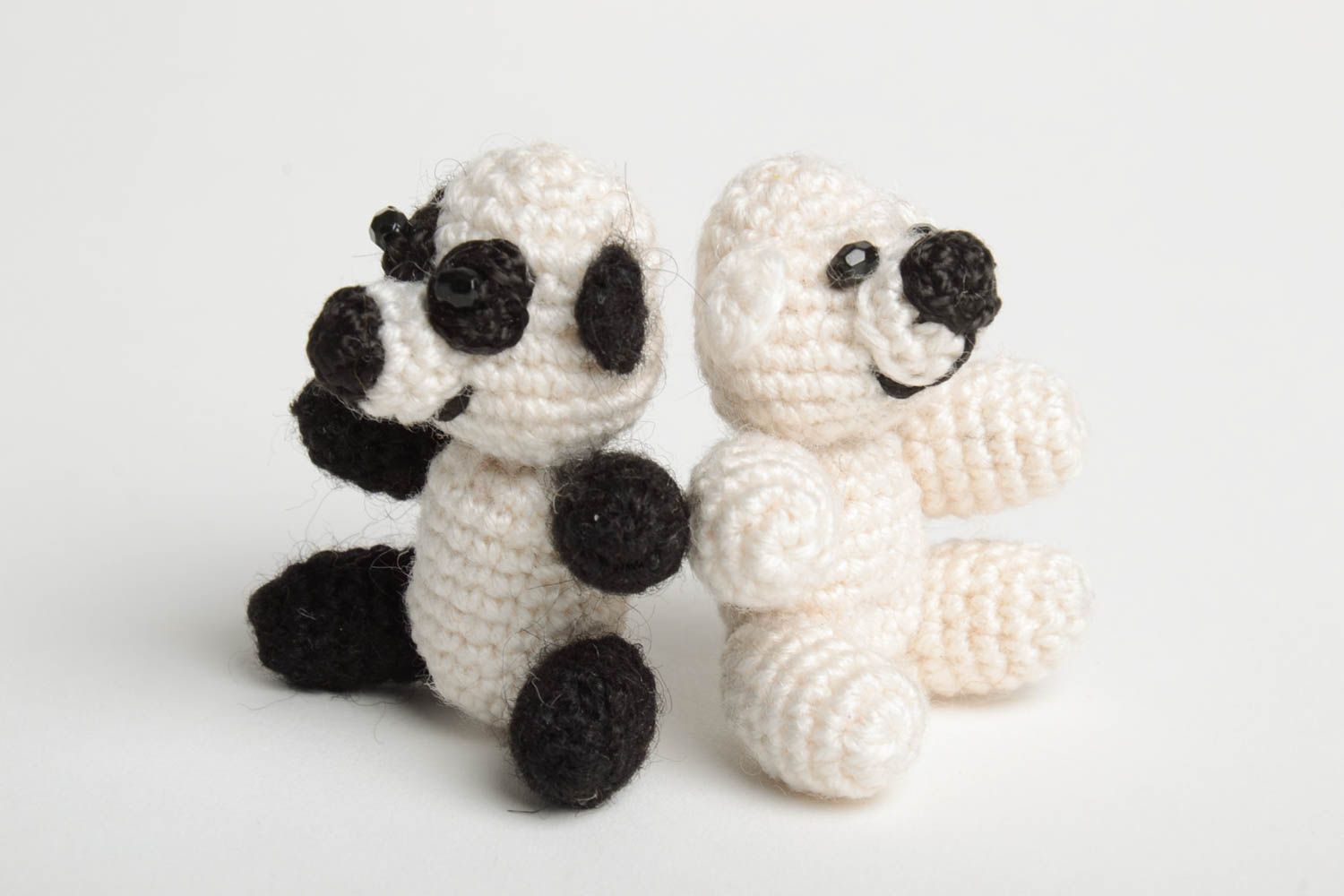 Jouets tricotés Peluches faites main en coton Cadeau enfant original ours panda photo 2