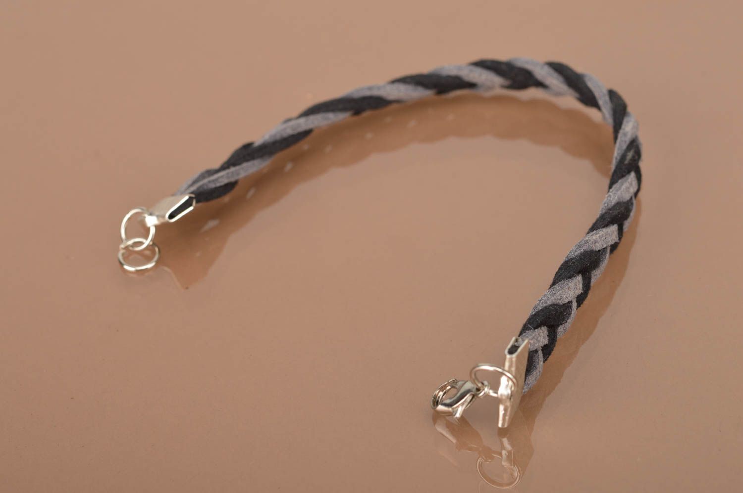 Stylish handmade natural suede bracelet braided wrist bracelet designer jewelry photo 4
