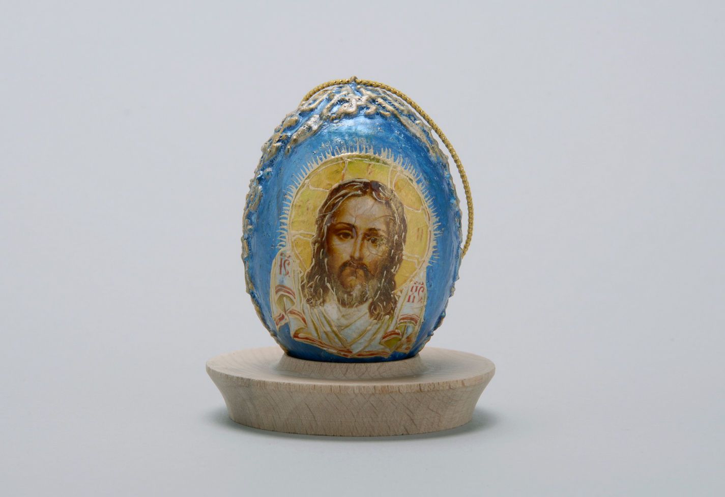 Декоративная подвеска-яйцо Христос и солнце фото 3