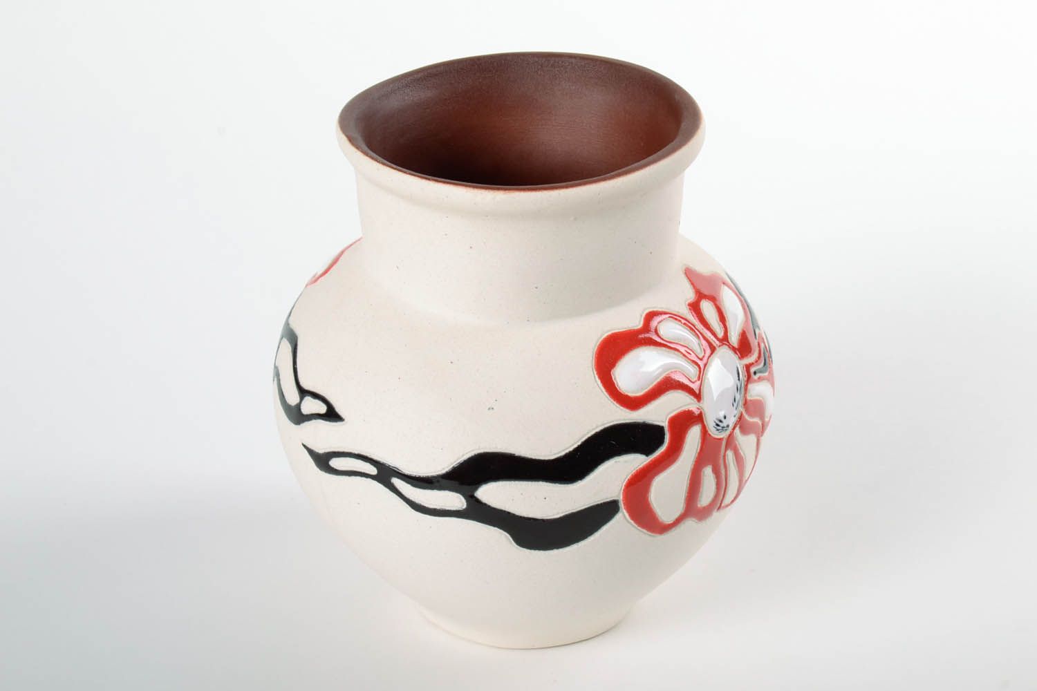 Ceramic hand-painted white 40 oz vase, milk jar with no handle 6,3, 2 lb photo 4