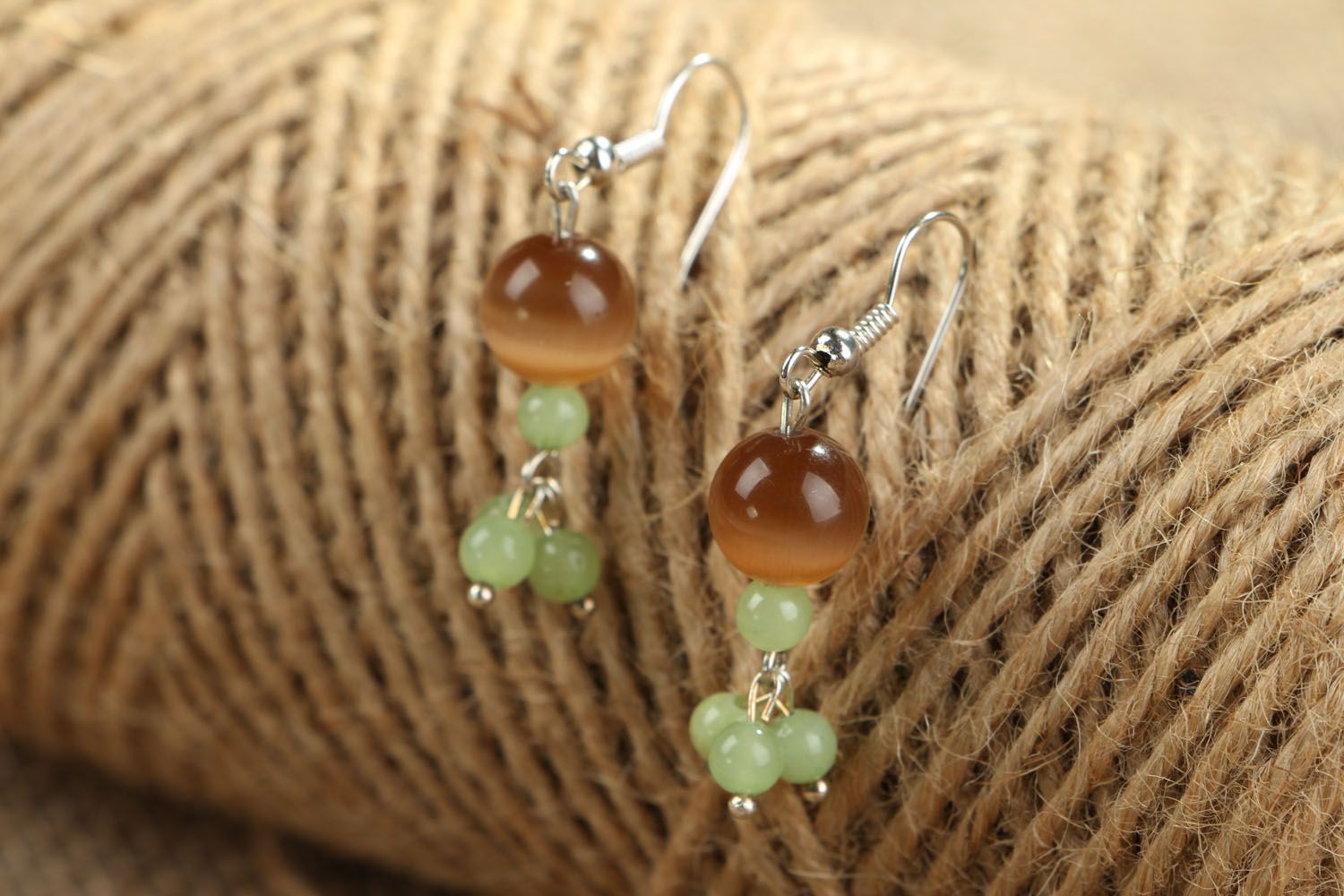 Unusual earrings with natural stones photo 3