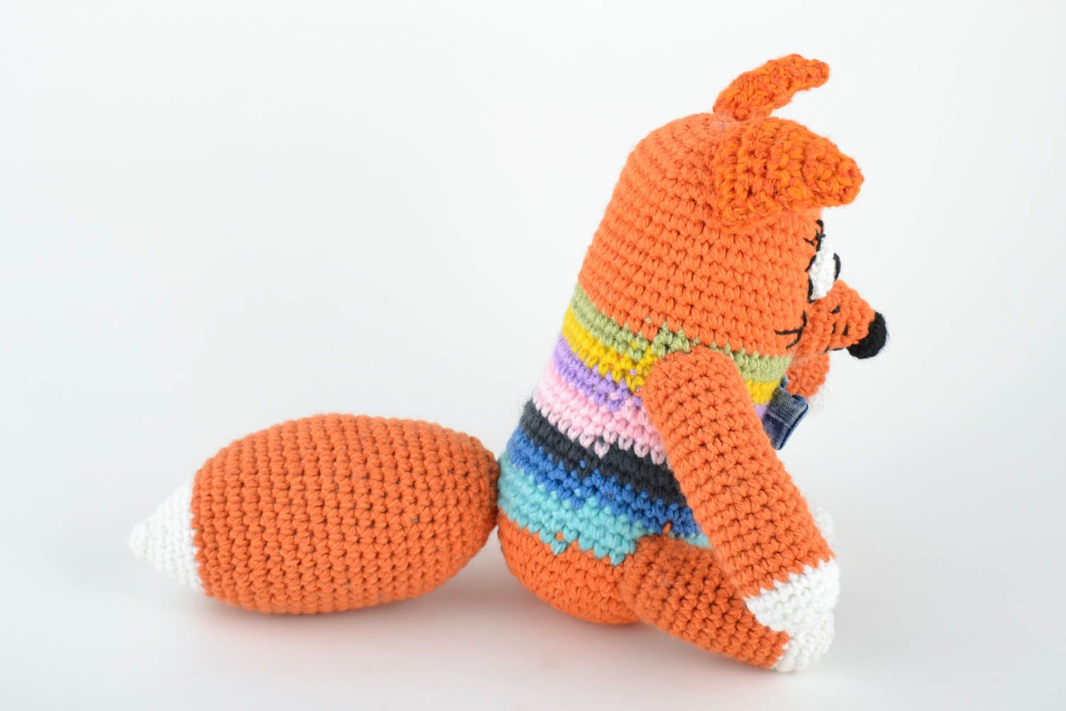 Handmade small designer crocheted soft toy cute ginger fox for children photo 3