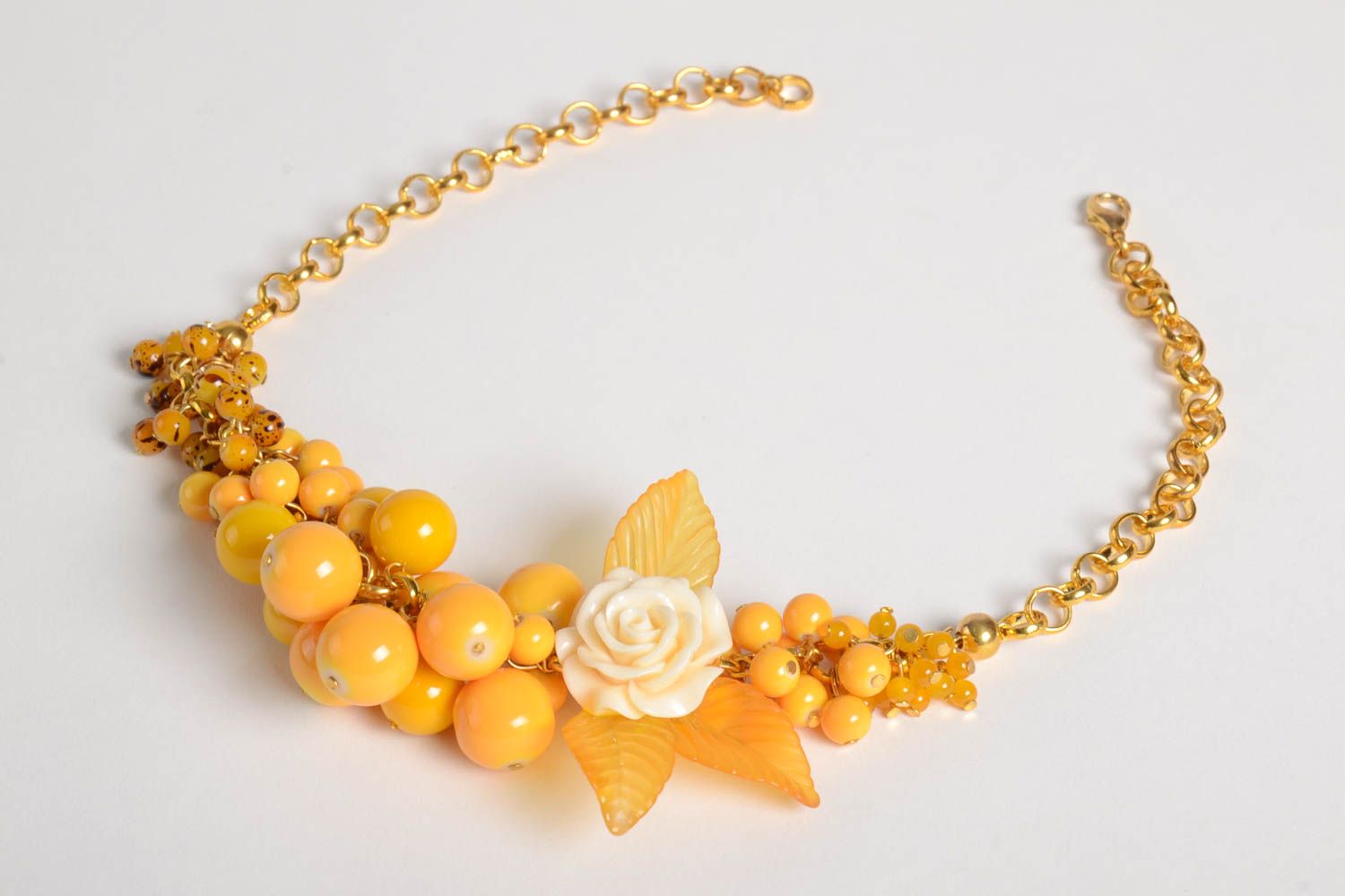 Yellow handmade beaded necklace fashion accessories artisan jewelry designs photo 5