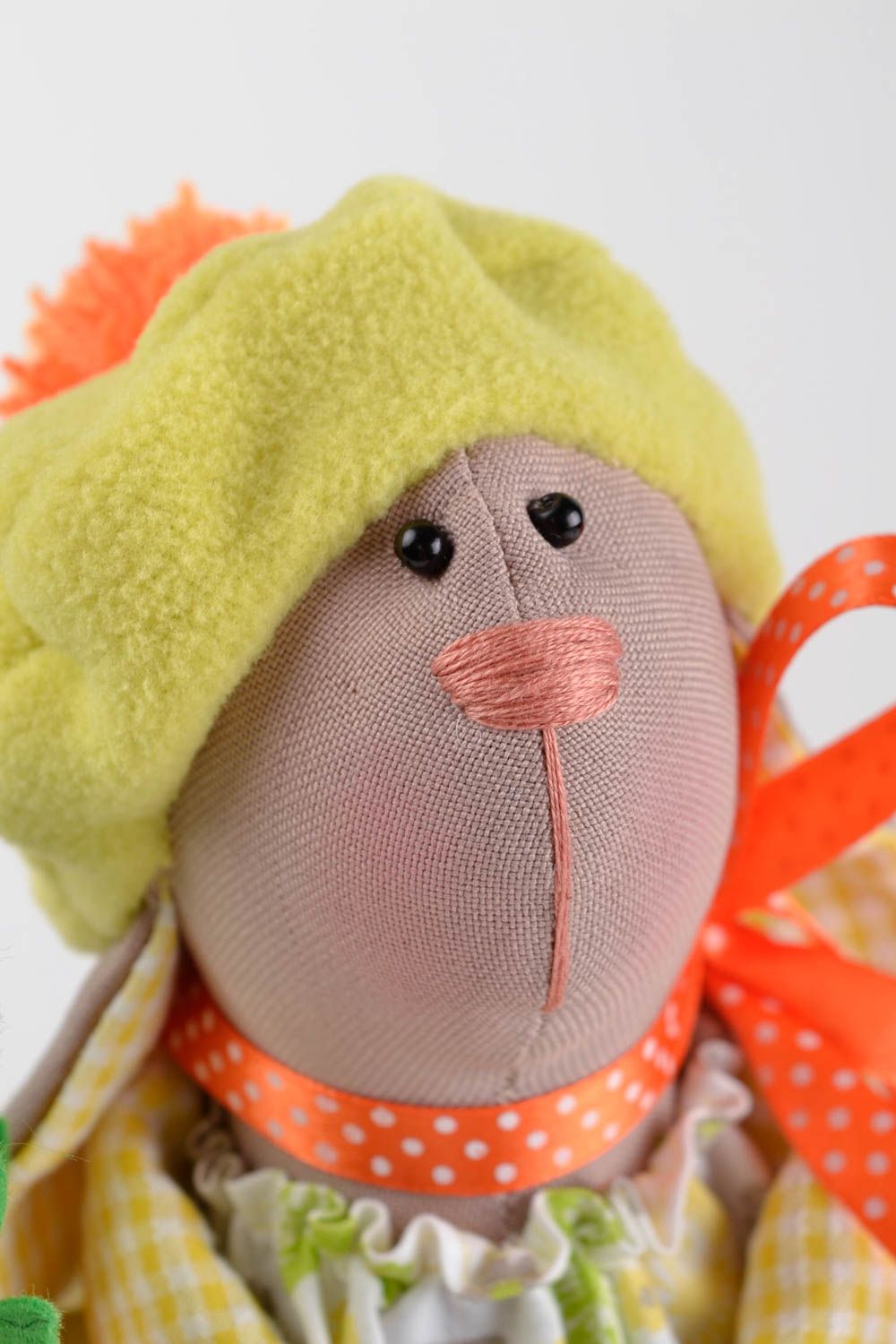Textile handmade doll designer unique rag bunny girl stuffed toy decoration idea photo 3