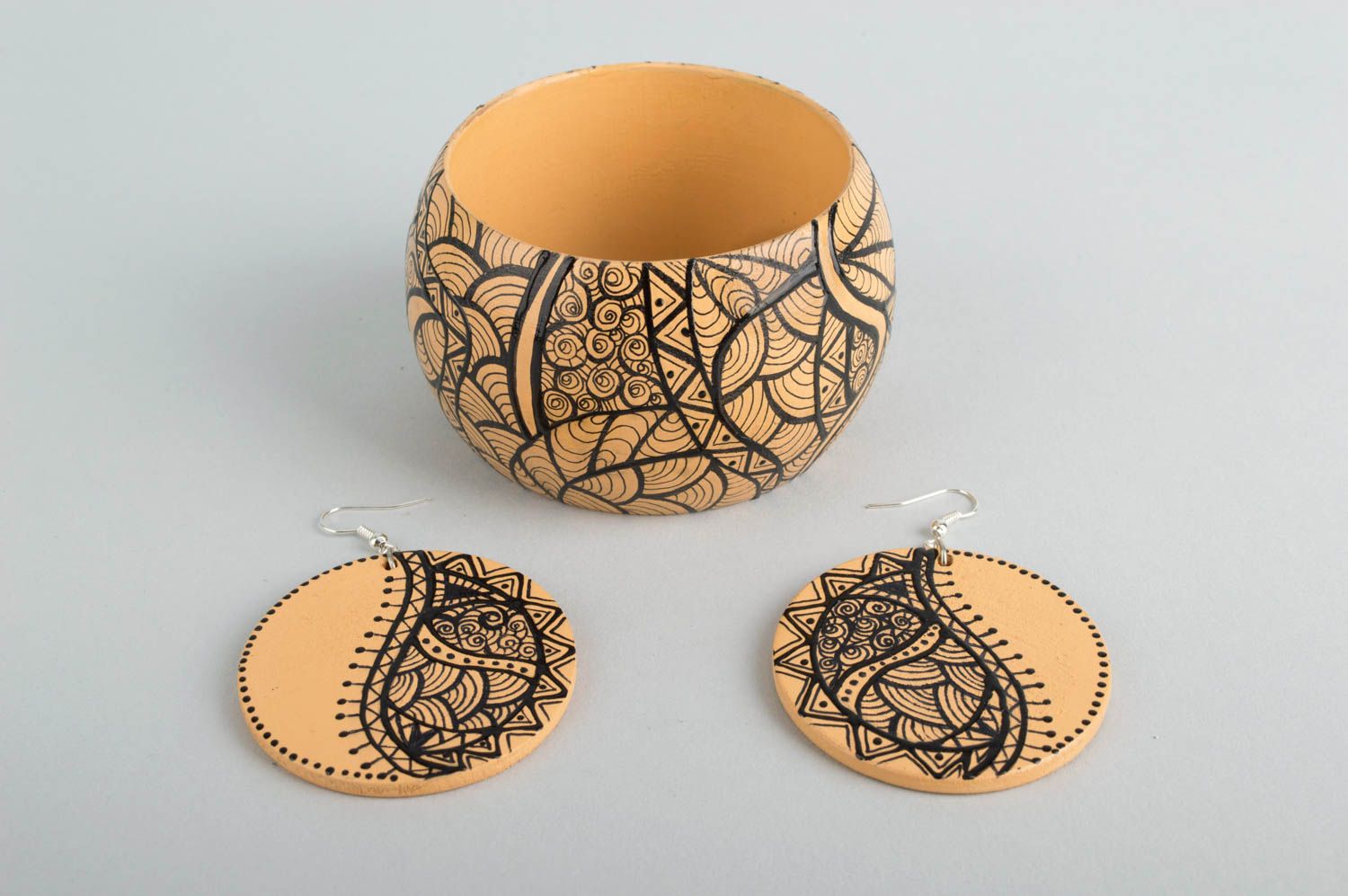 Handmade wooden jewelry set cool earrings bracelets for women fashion jewelry photo 1