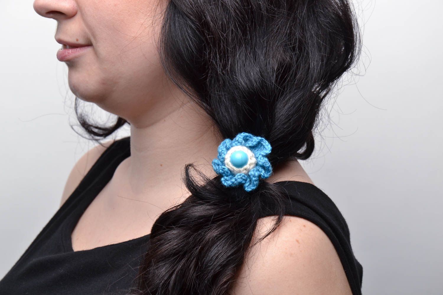 Crochet scrunchies Blue Flowers photo 5