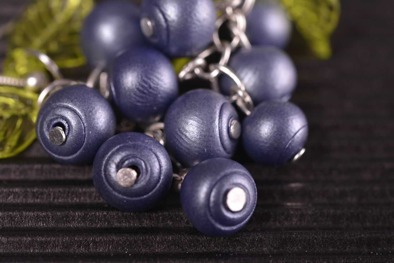 Set of handmade jewelry with polymer clay blackberry earrings and bracelet photo 3