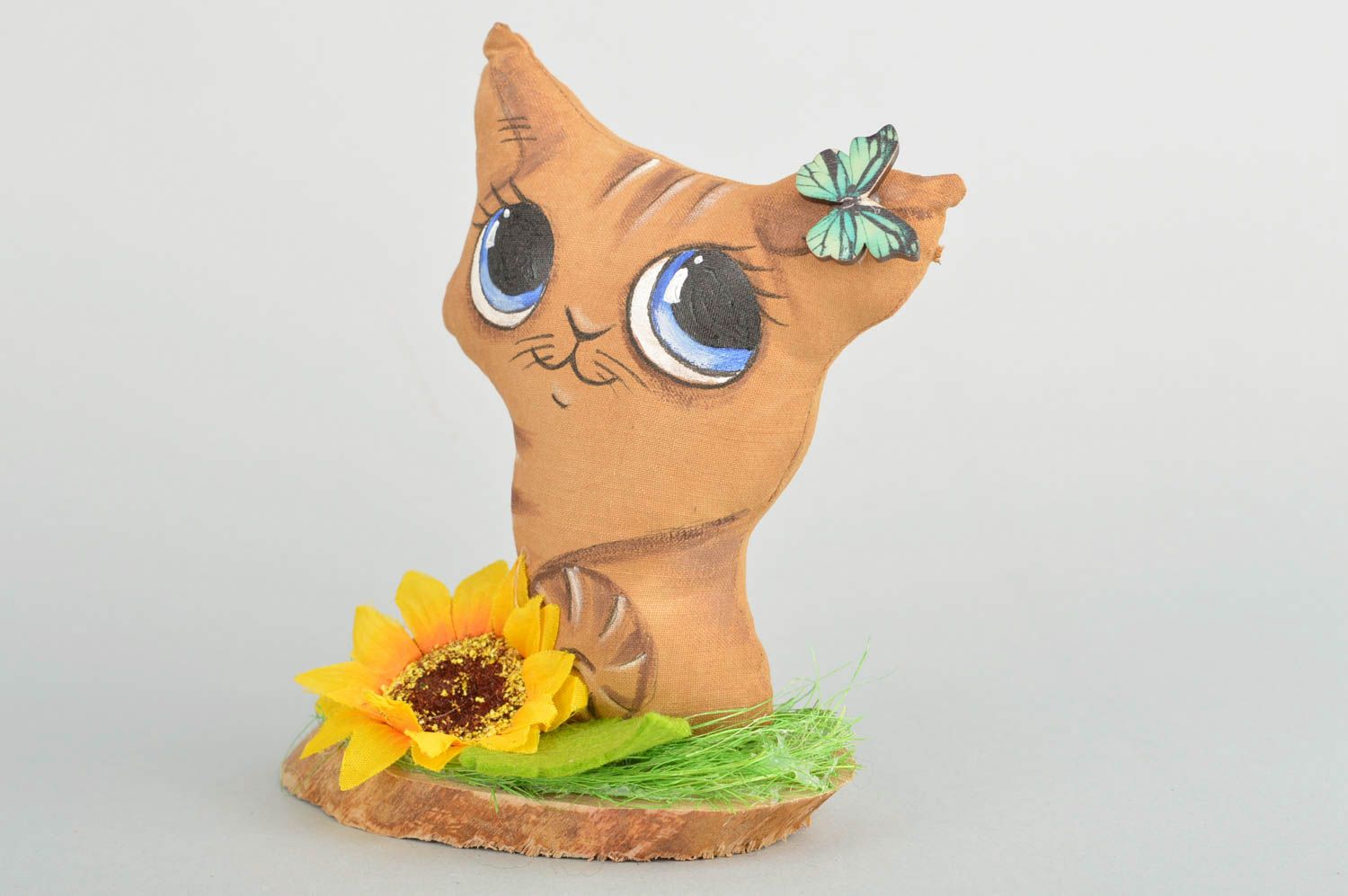 Juguete de tela de algodón decorativo artesanal aromatizado con forma de gato foto 5