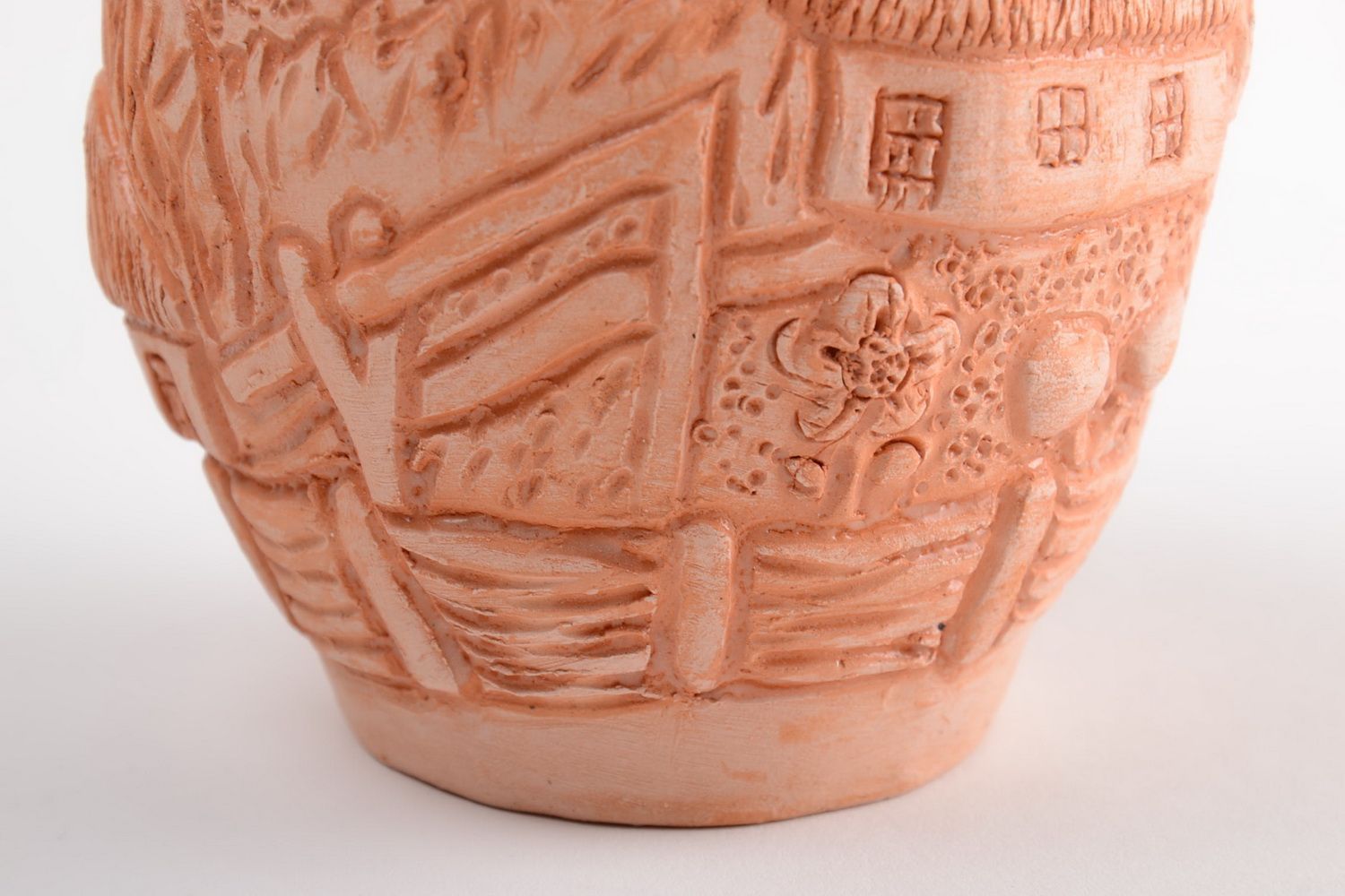 Small clay village style handmade flower vase 5,5, 0,69 lb photo 3