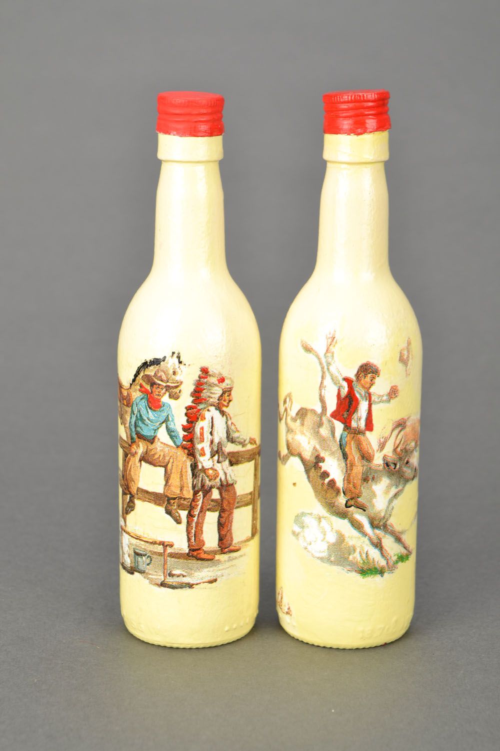 Decorative bottles with decoupage Texas photo 1