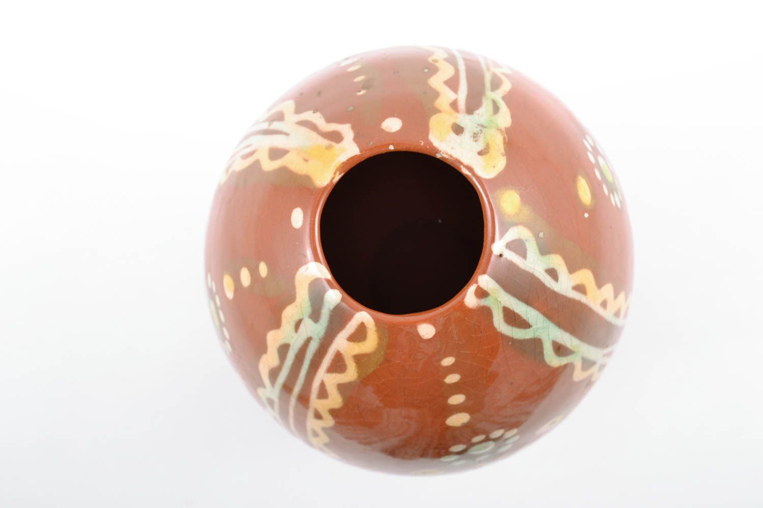 Handmade beautiful decorative ceramic flower vase in the shape of painted egg photo 4