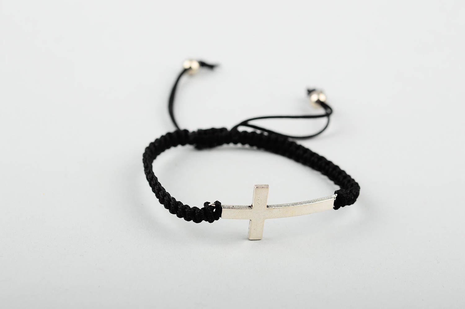 Handmade unusual black bracelet thin elegant bracelet cute woven bracelet photo 3