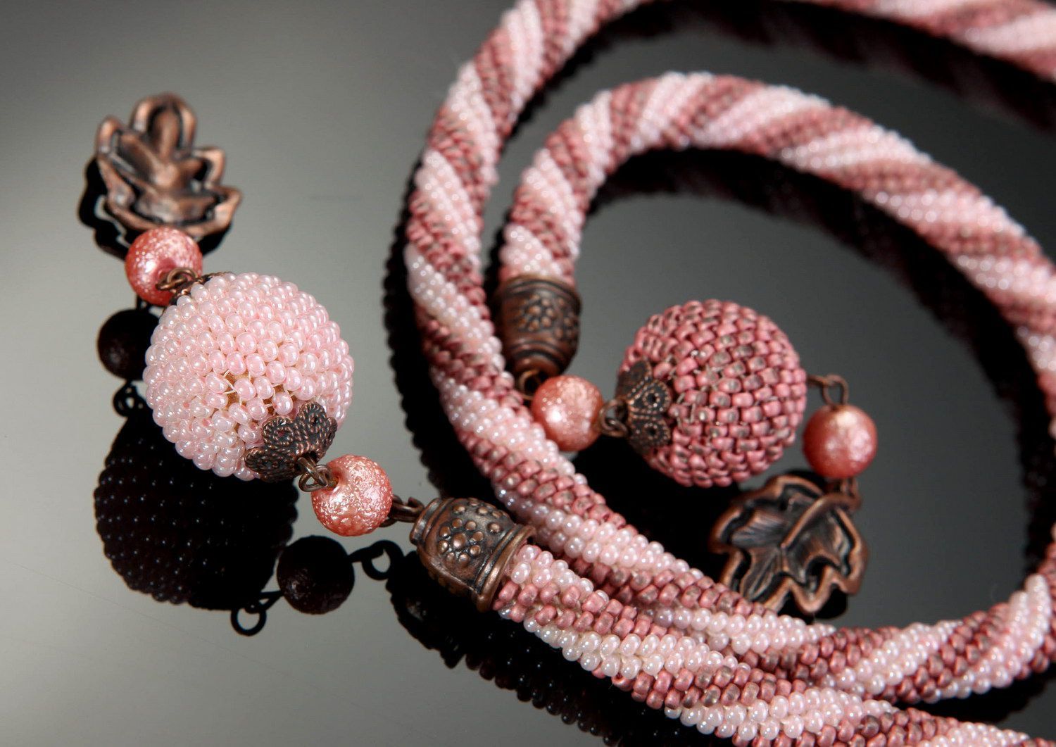 Handgemachte Halskette aus böhmischen Glasperlen Lariat foto 1