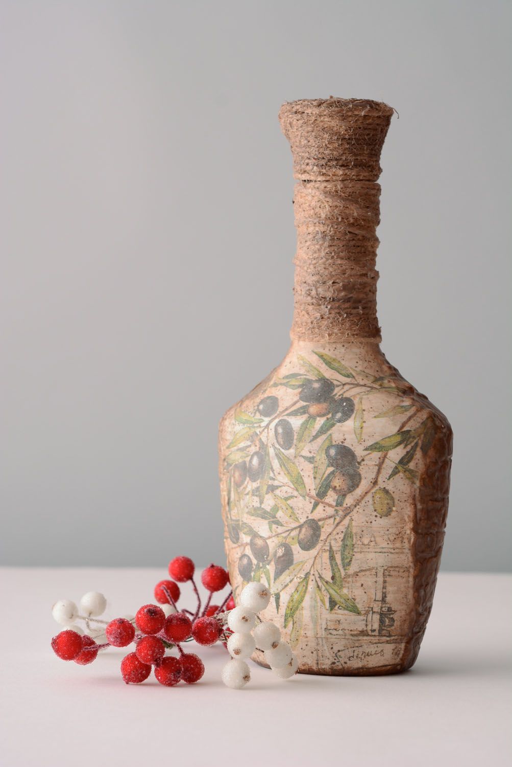 Dekorative Flasche mit Bemalung Oliven foto 1