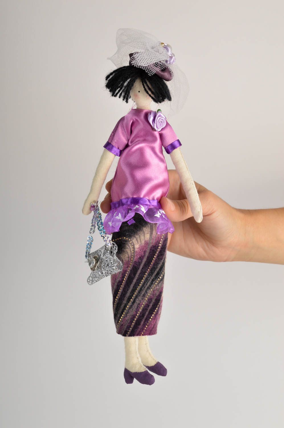 Poupée décorative Jouet fait main en tenue violette Décoration d'intérieur photo 5