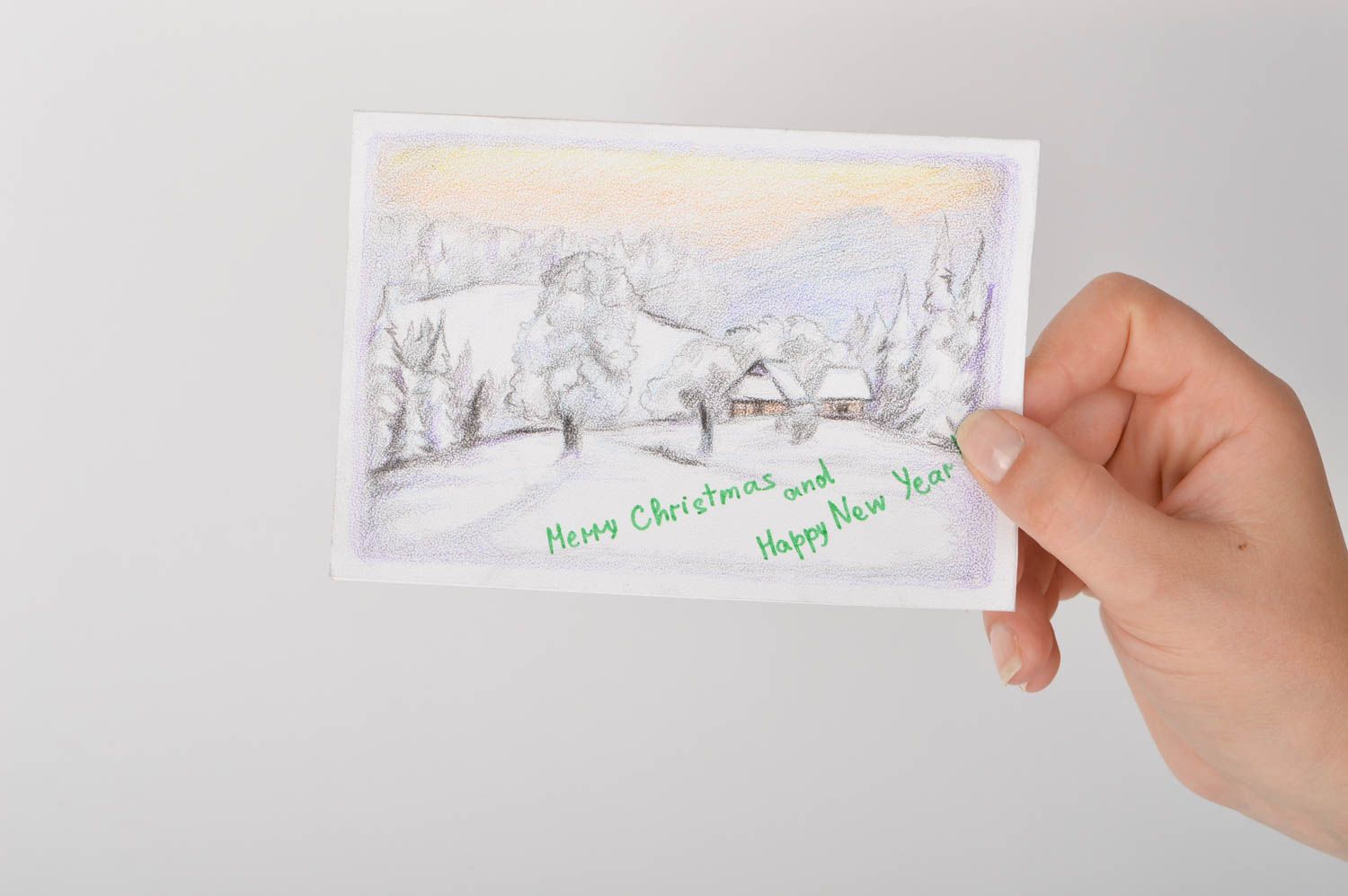 Зимняя открытка хэнд мейд открытка с новым годом и рождеством красивая открытка фото 5