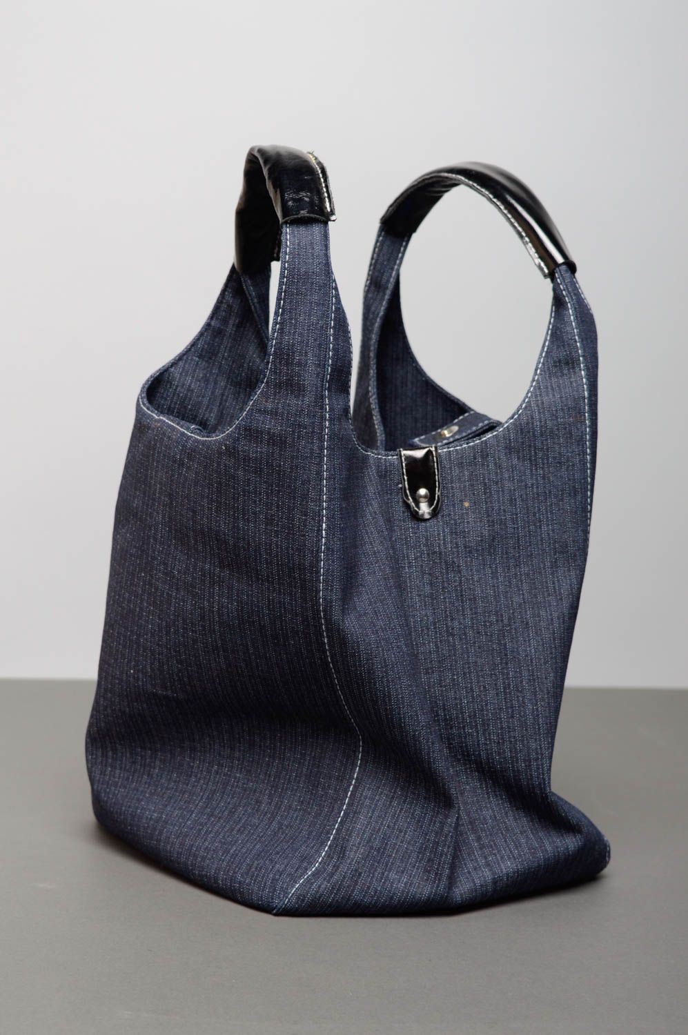 Denim bag with painting photo 2