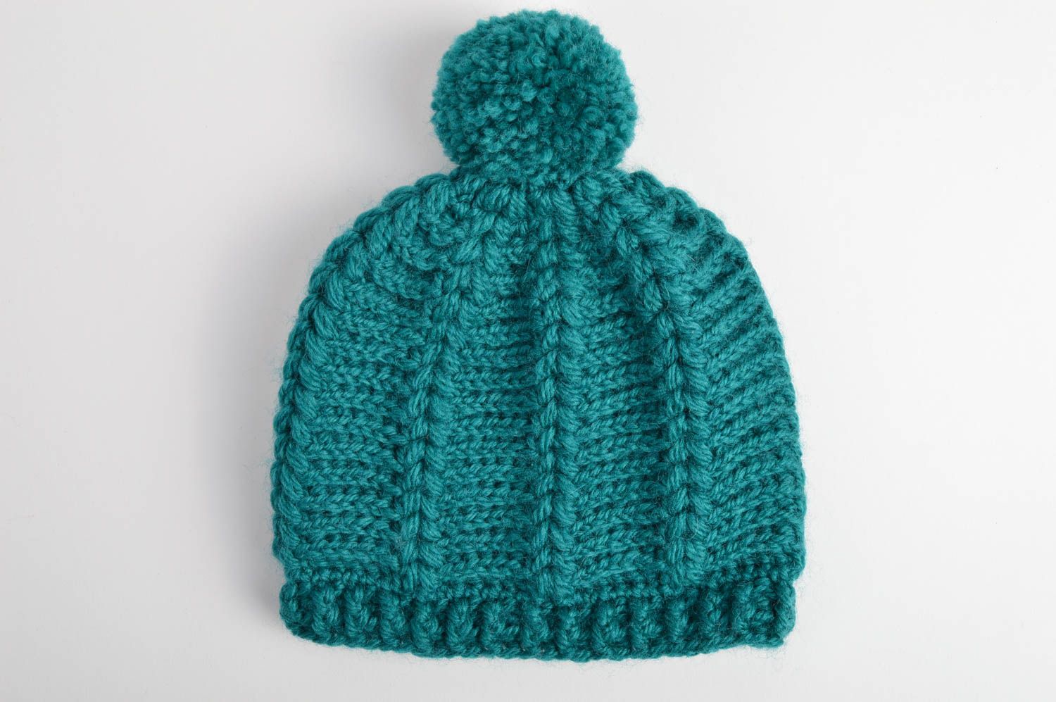 Bonnet tricot Chapeau fait main en fils de demi-laine Vêtement enfant cadeau photo 3
