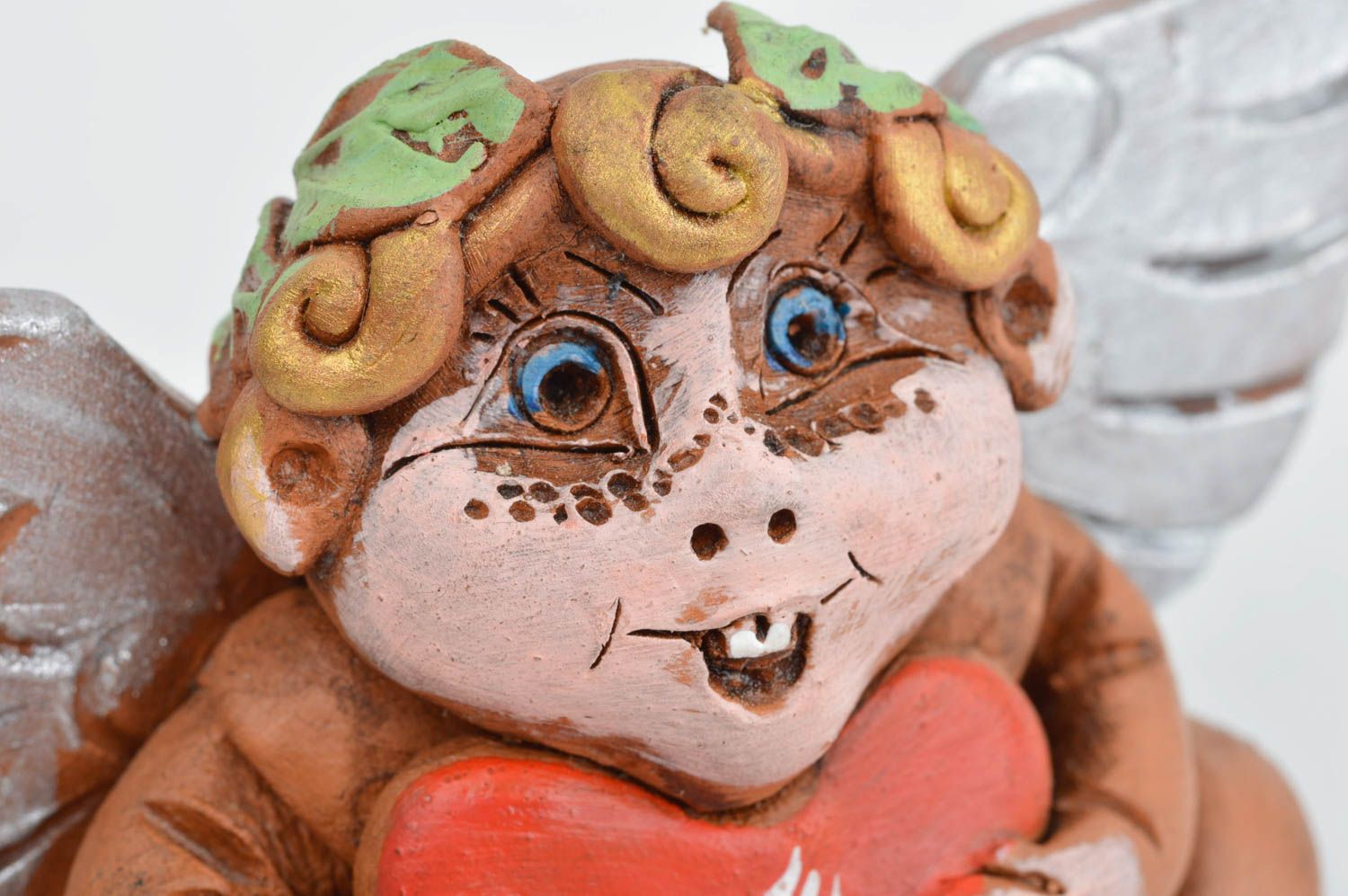 Handmade Wohnzimmer Deko Kinder Geschenk Keramik Figur verliebter Engel foto 5