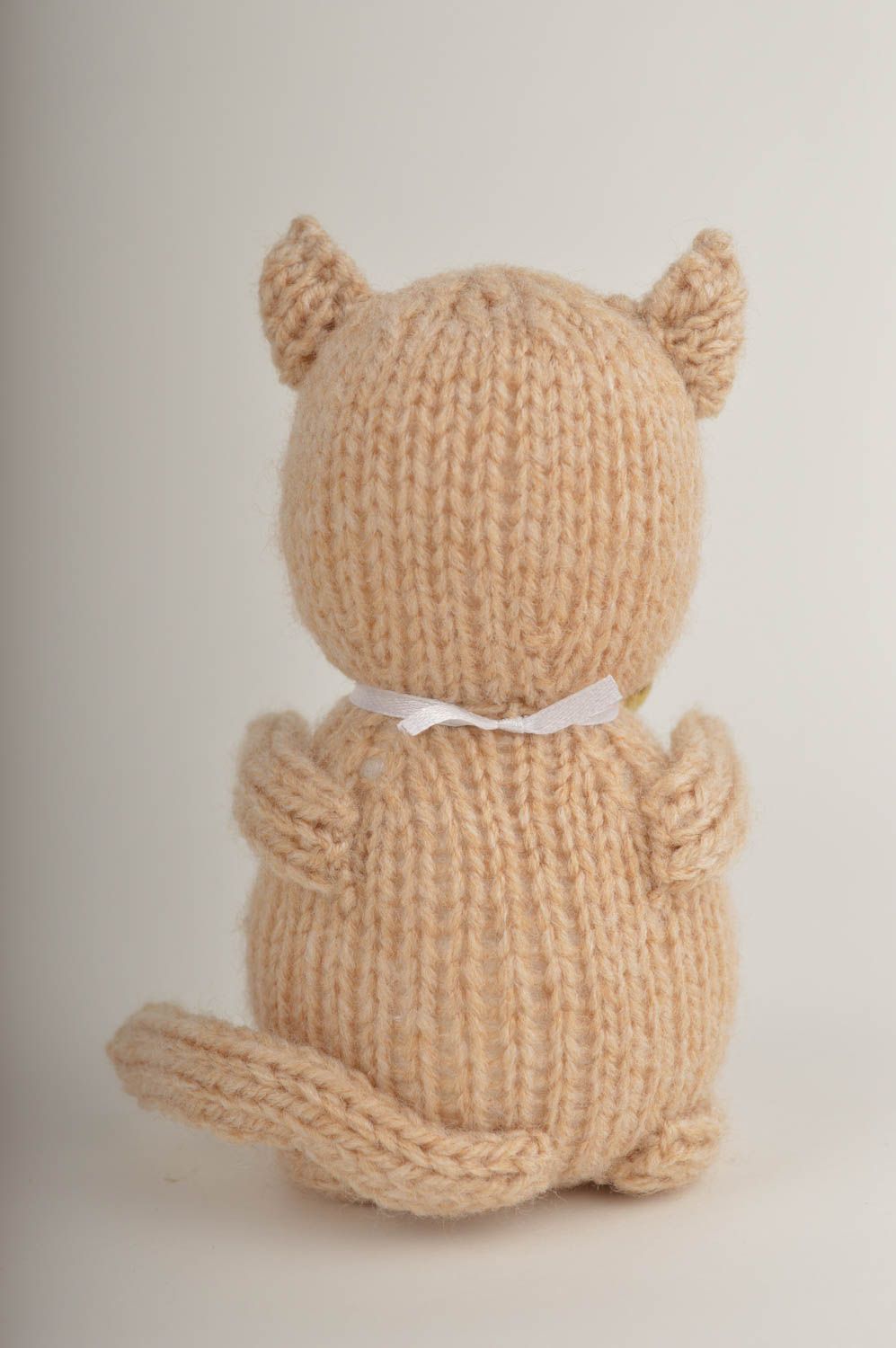 Handmade brown cute toy knitted stylish toy unusual soft accessory for nursery photo 5