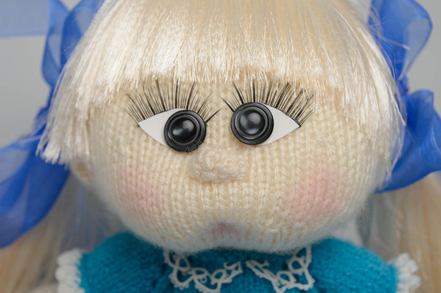 Soft knit toy Girl in Blue photo 3