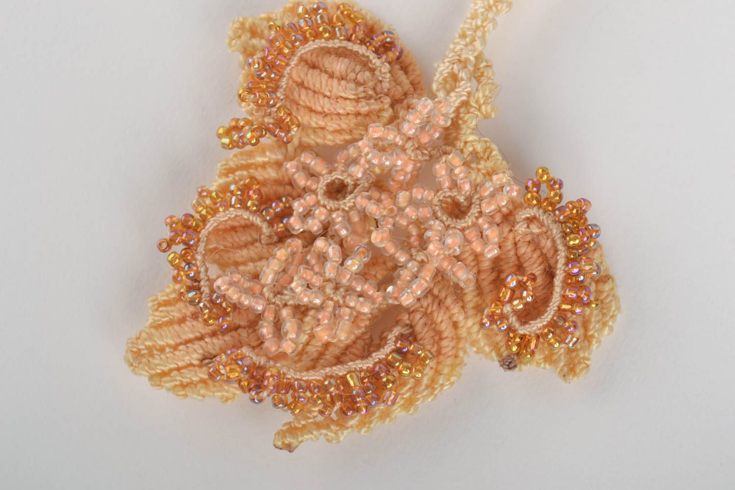 Beautiful flower jewelry stylish textile pendant unusual beaded pendant photo 3