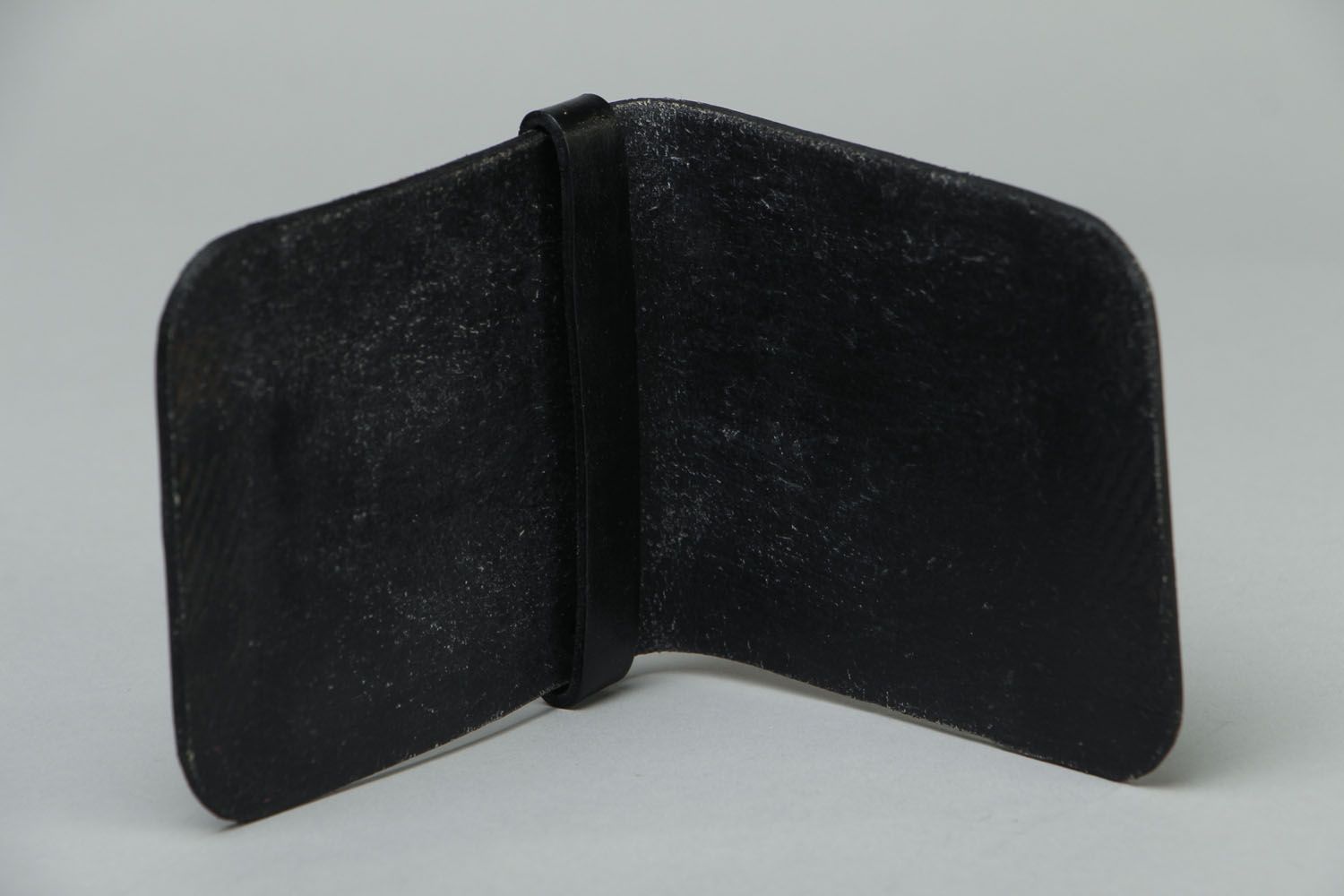 Black genuine leather wallet photo 2
