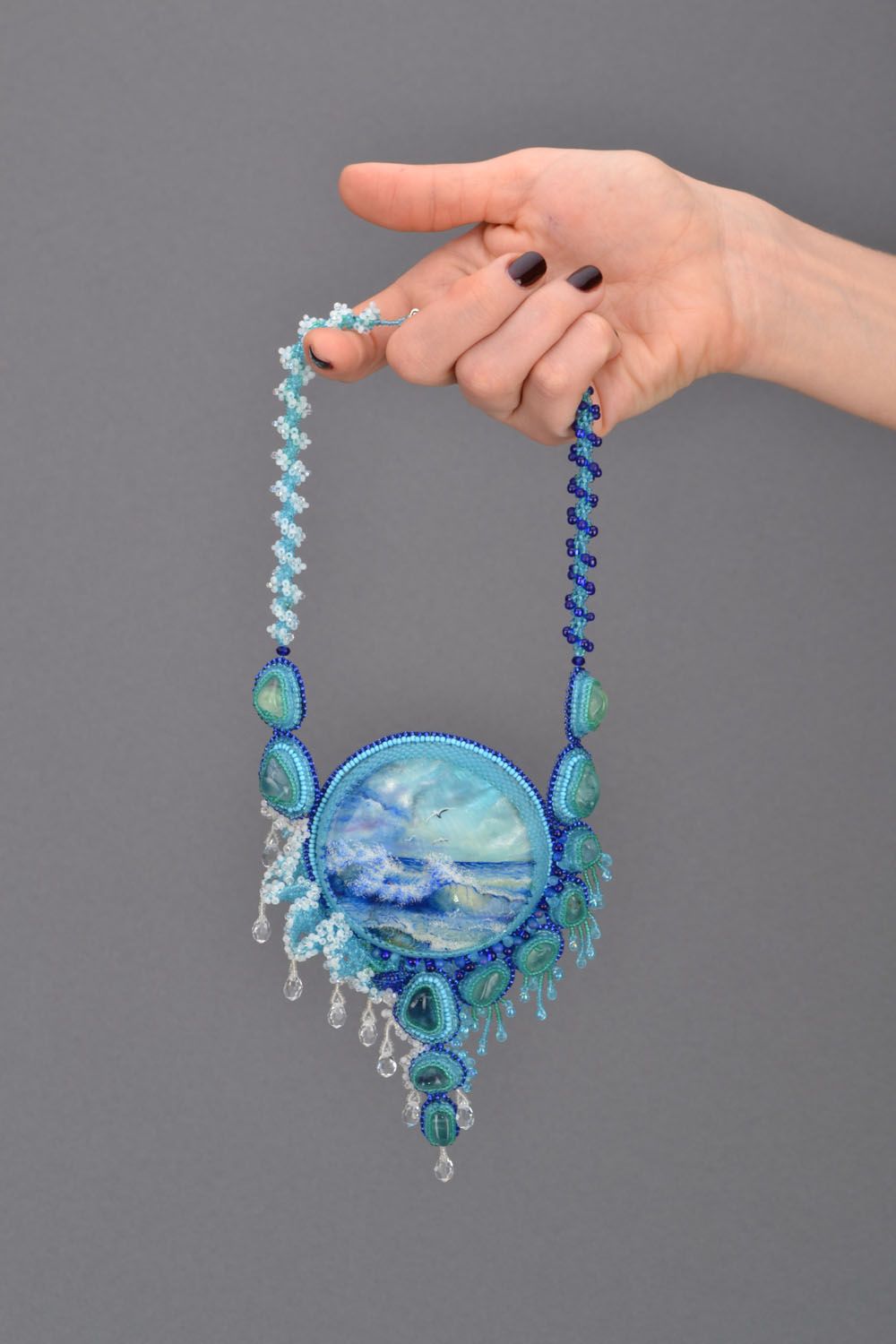 Author's handmade necklace Sea photo 2