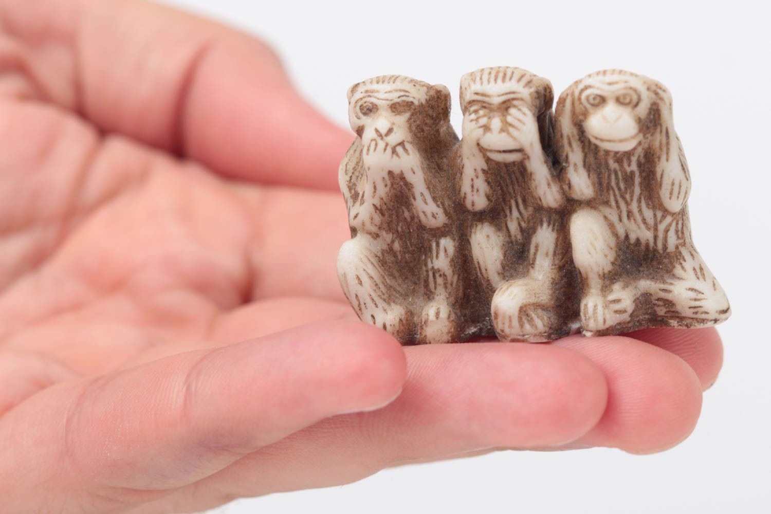 Figurine animal Déco intérieur fait main trois singes miniatures Cadeau original photo 5