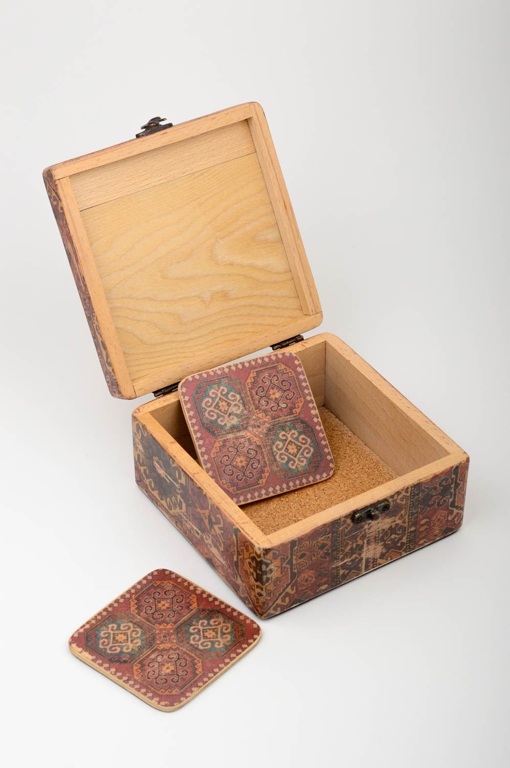 Handcrafted tea box handmade wooden jewelry box decoupage ideas home decor photo 3