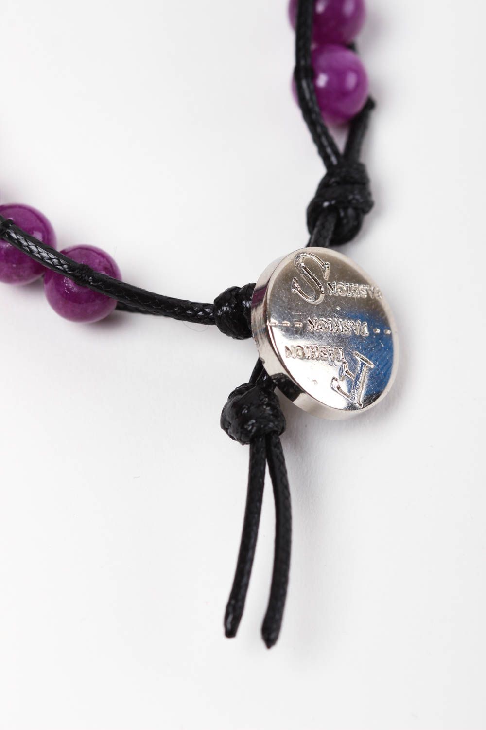 Фиолетовый браслет из камней ручной работы браслет из бусин авторская бижутерия фото 3