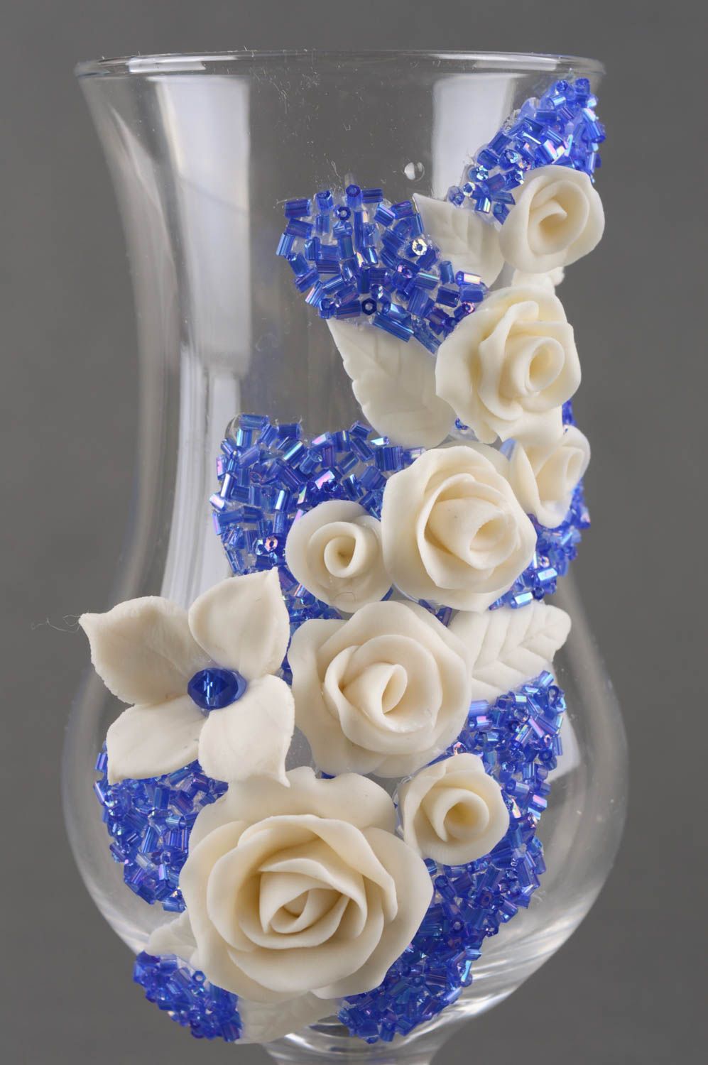 Свадебные бокалы изделия ручной работы авторские бокалы-вазы морозные розы фото 2
