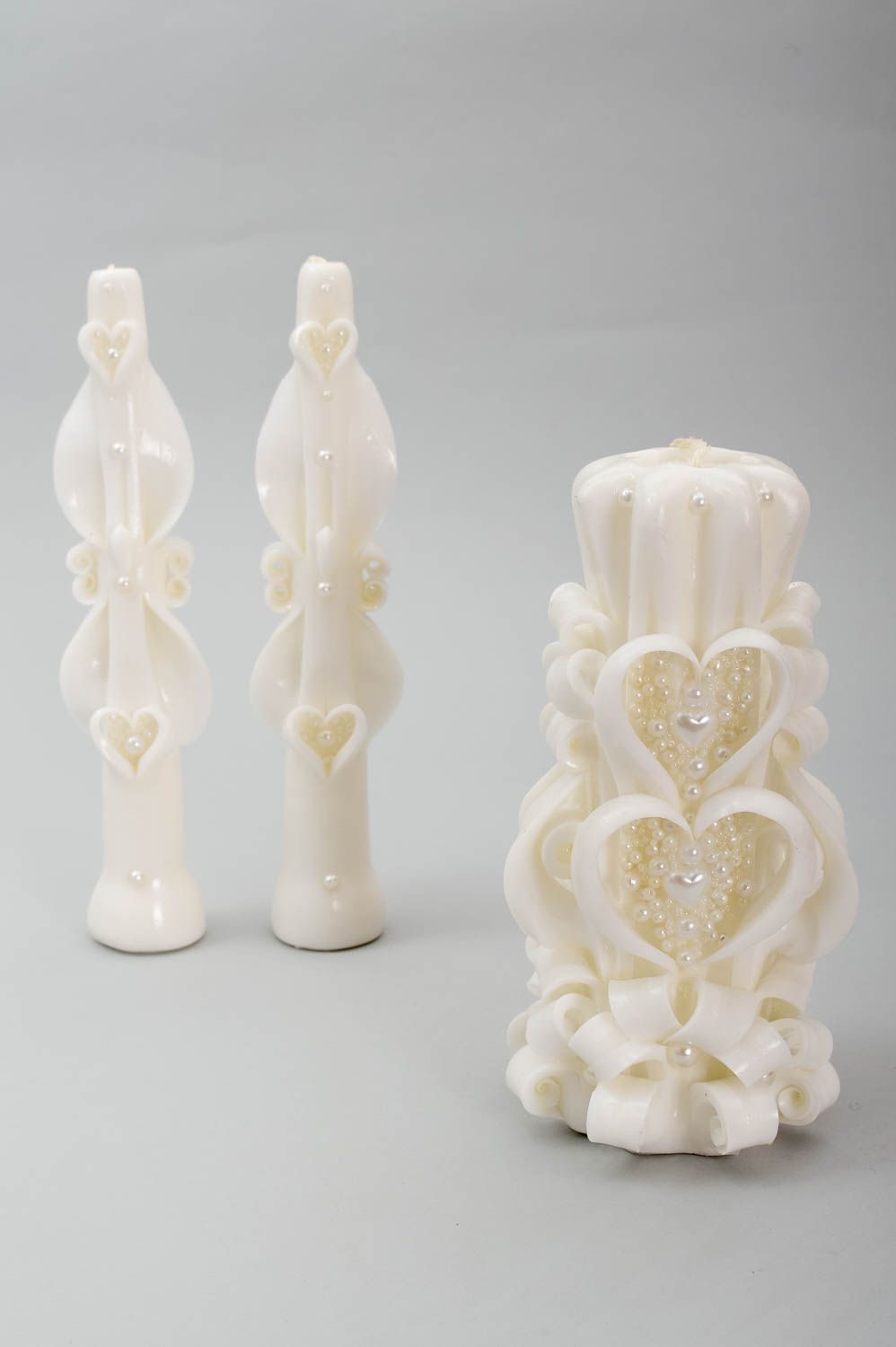 Резные свечи ручной работы венчальные свечи аксессуары для свадьбы белые фото 2