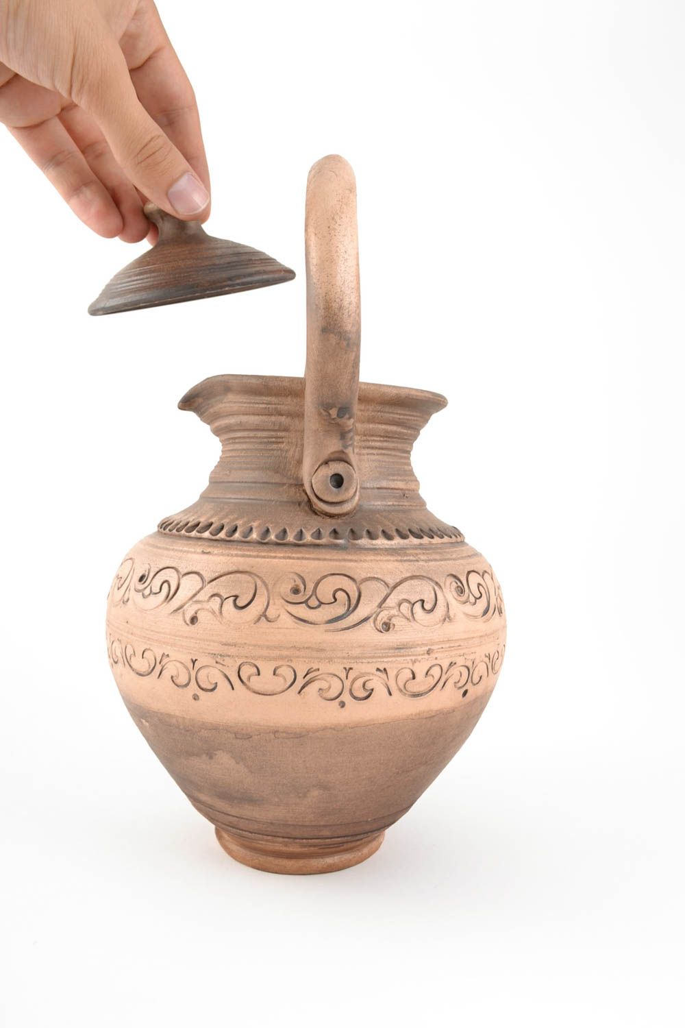 100 oz ceramic brown classic pitcher pot with long handle 2,7 lb photo 4