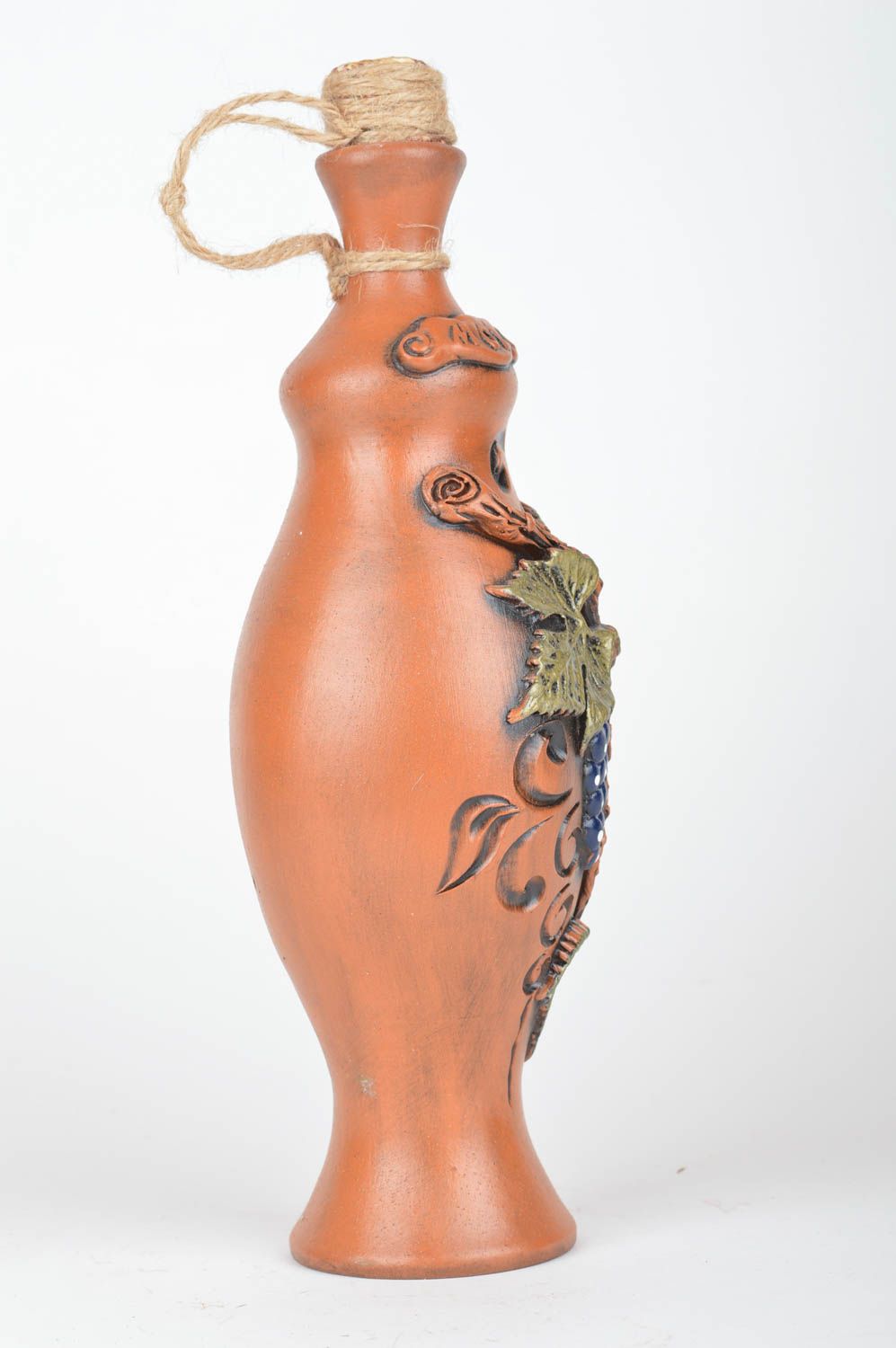 Carafe avec bouchon céramique faite main peinte marron originale Vigne 1 l photo 5