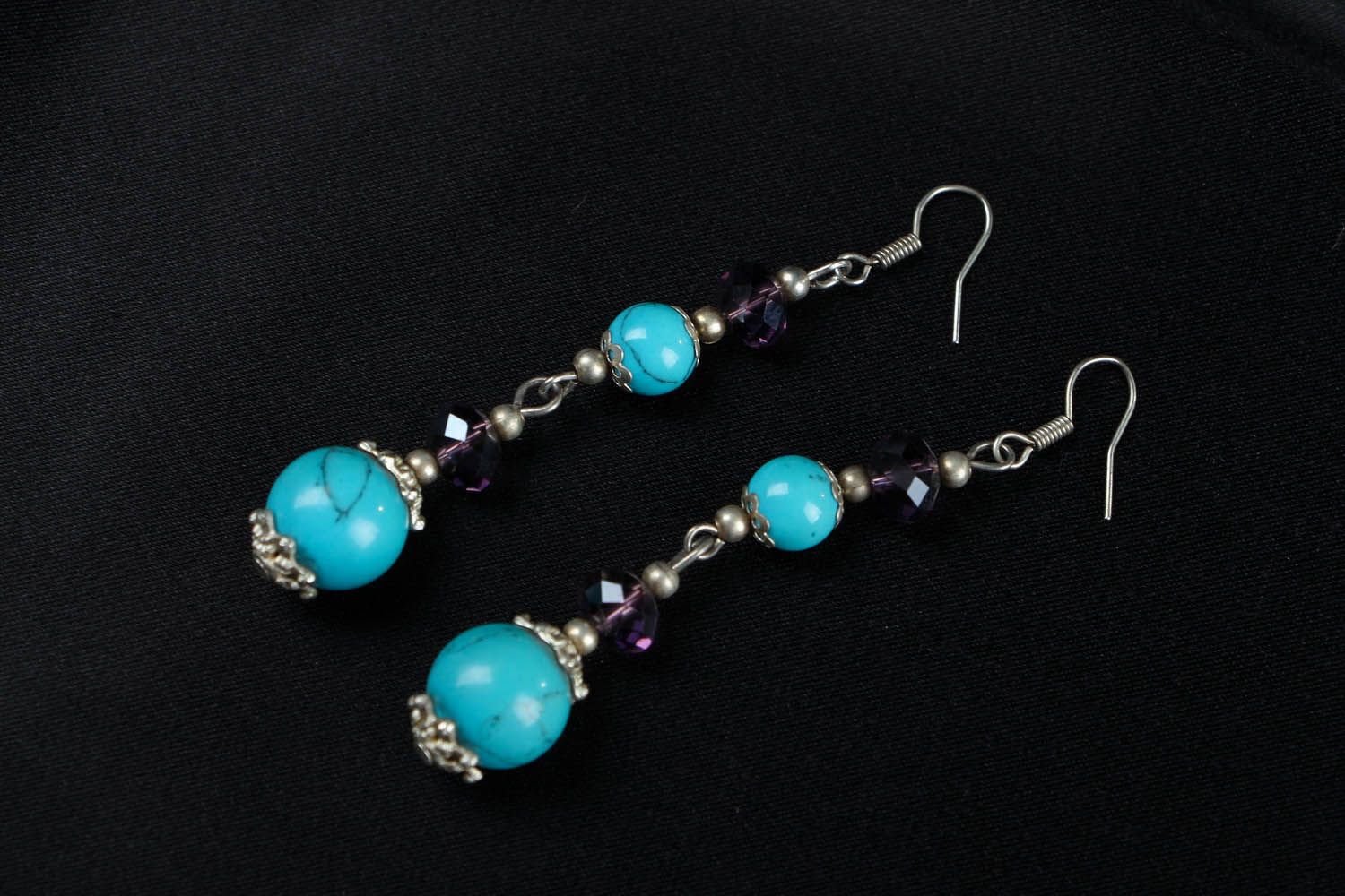 Long handmade made earrings photo 1
