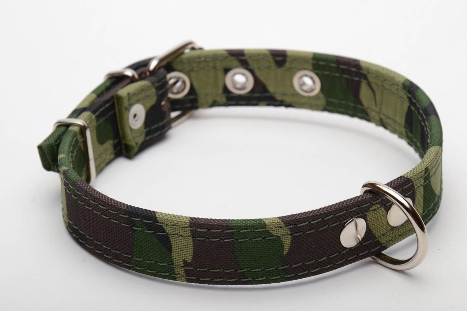 Leather dog collar coated with fabric photo 3