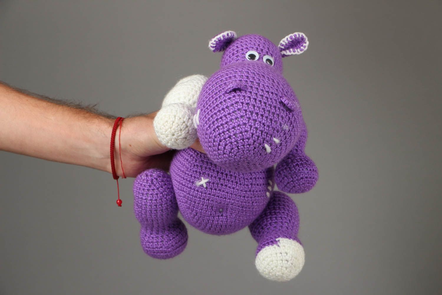 Peluche tricotée Hippopotame violette fait main photo 4