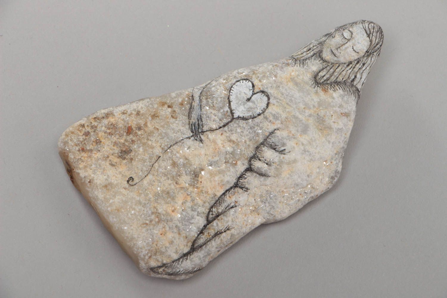 Расписной морской камень ручной работы большой оригинальный красивый для декора фото 2