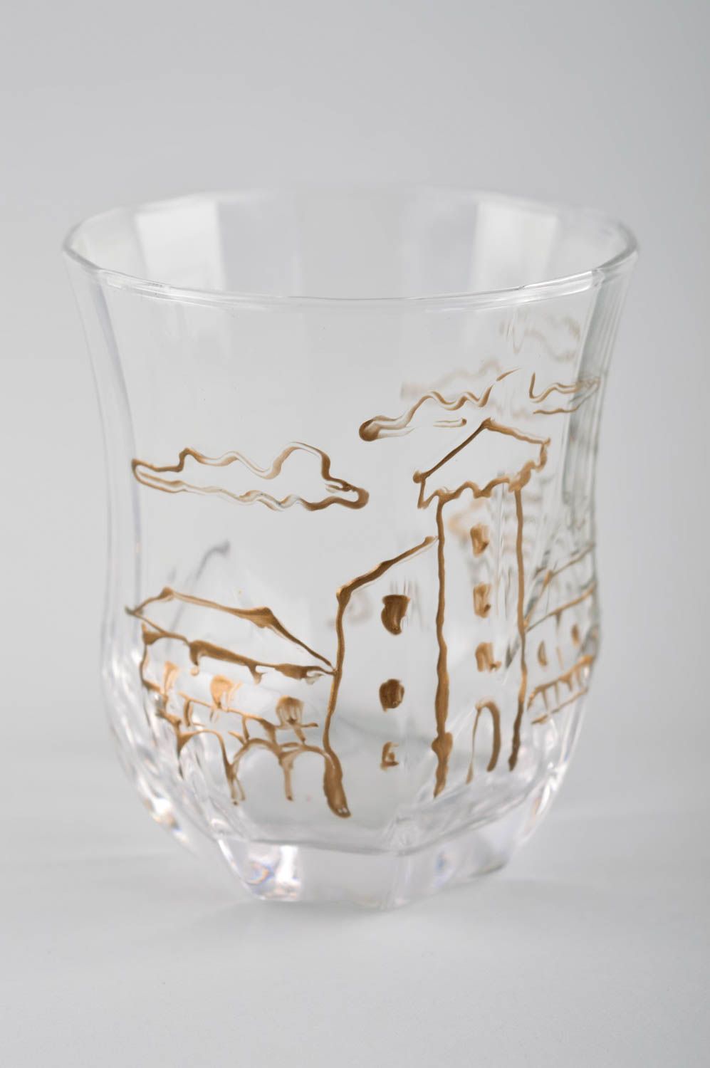 Vaso de cristal con dibujo artesanal utensilio de cocina menaje del hogar foto 2