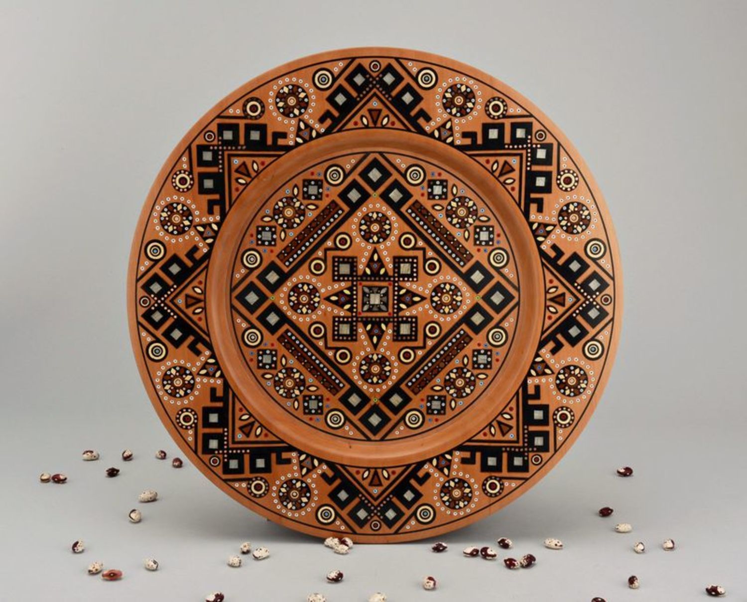 Inlaid wooden plate photo 6