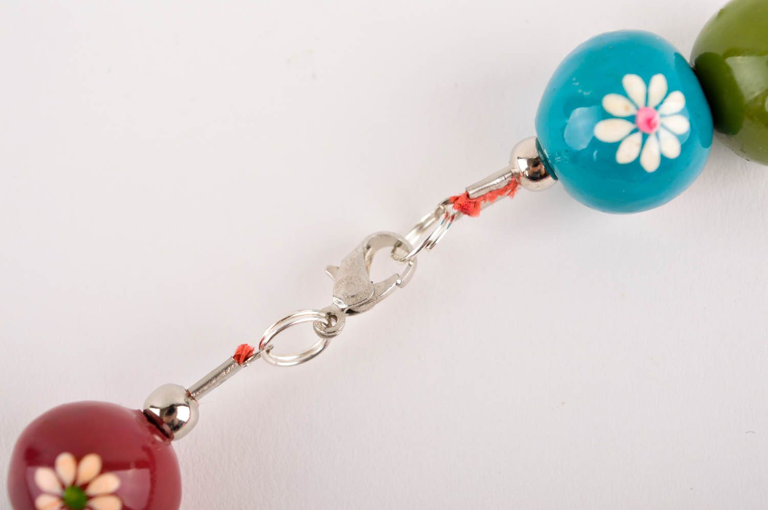 Collier multicolore Bijou fait main perles en argile design floral Cadeau femme photo 4