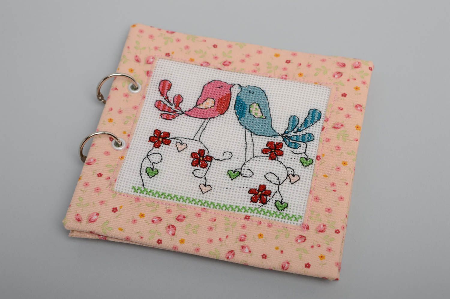 Notebook cover with cross stitch embroidery Birds photo 1