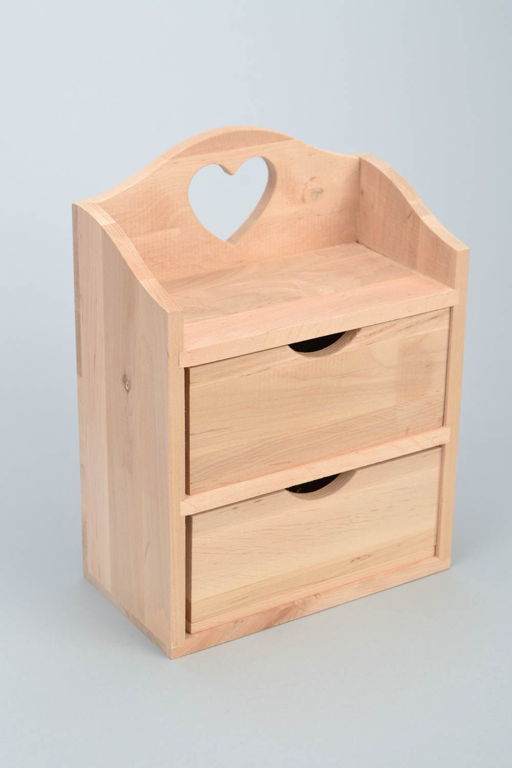 Handmade small wooden mini bureau jewelry box craft blank for decoration photo 3