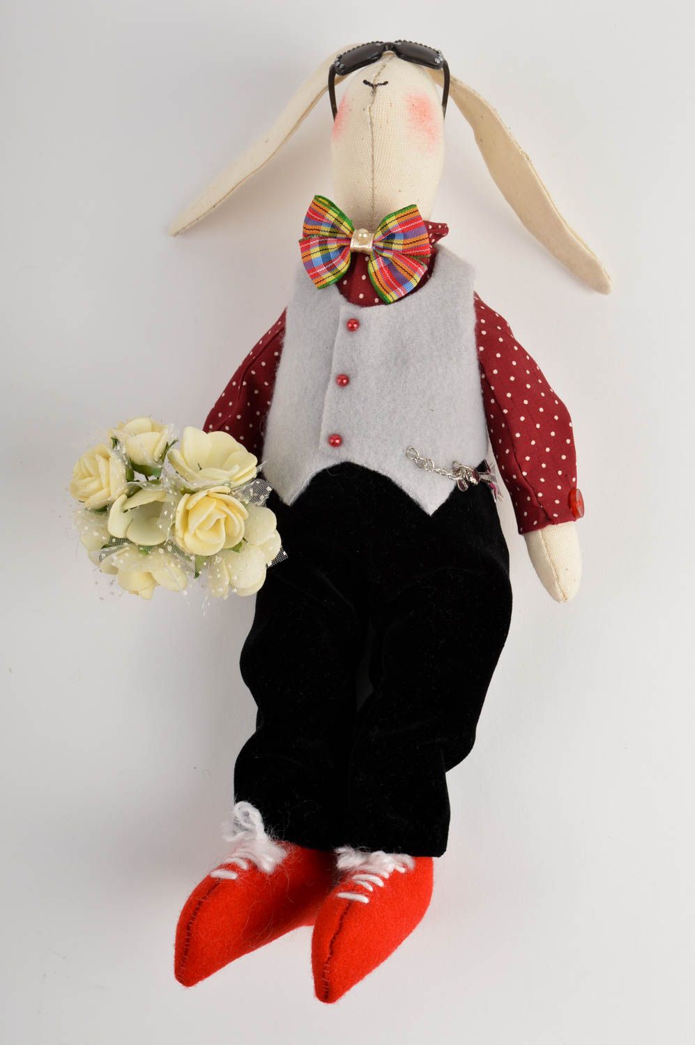 Conejo de peluche hecho a mano muñeco de tela regalo original para amiga  foto 3