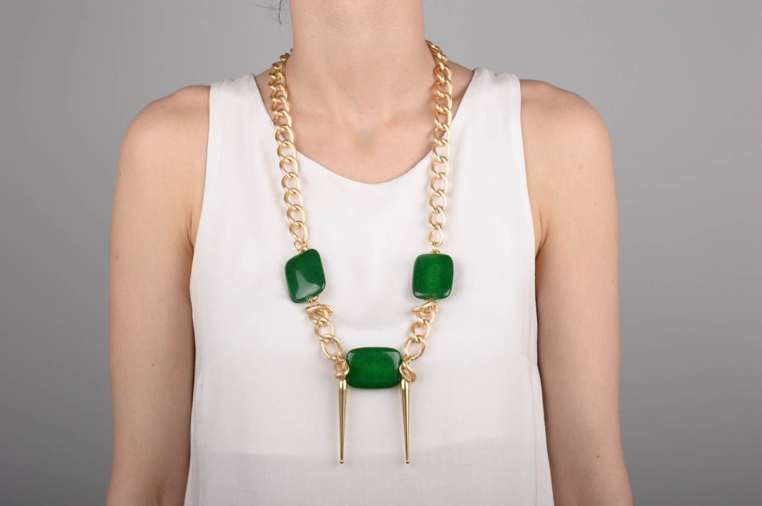 Handmade beautiful necklace jade necklace elegant accessory female present photo 5