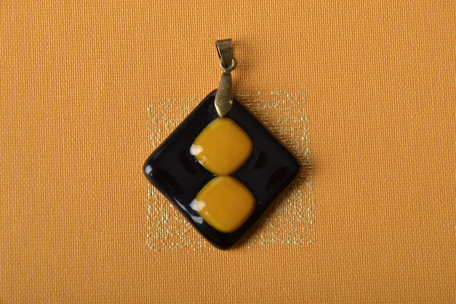 Black and yellow fused pendant photo 1