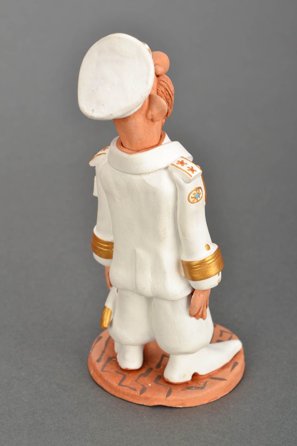 Statuetta ammiraglio in argilla fatta a mano figurina decorativa in ceramica foto 5