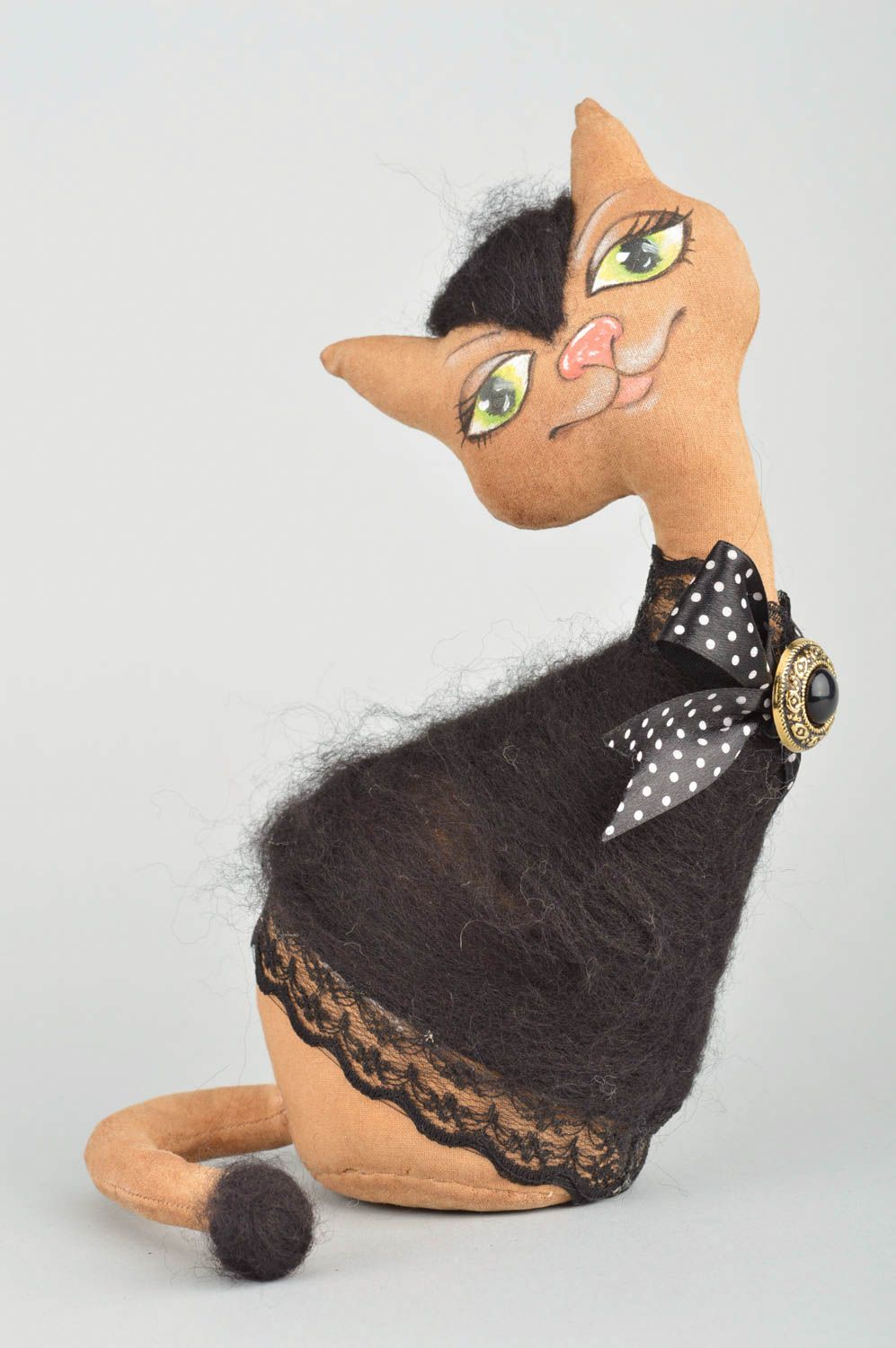 Textil Kuscheltier Katze mit Aroma handmade Schmuck für Interieur künstlerisch foto 2