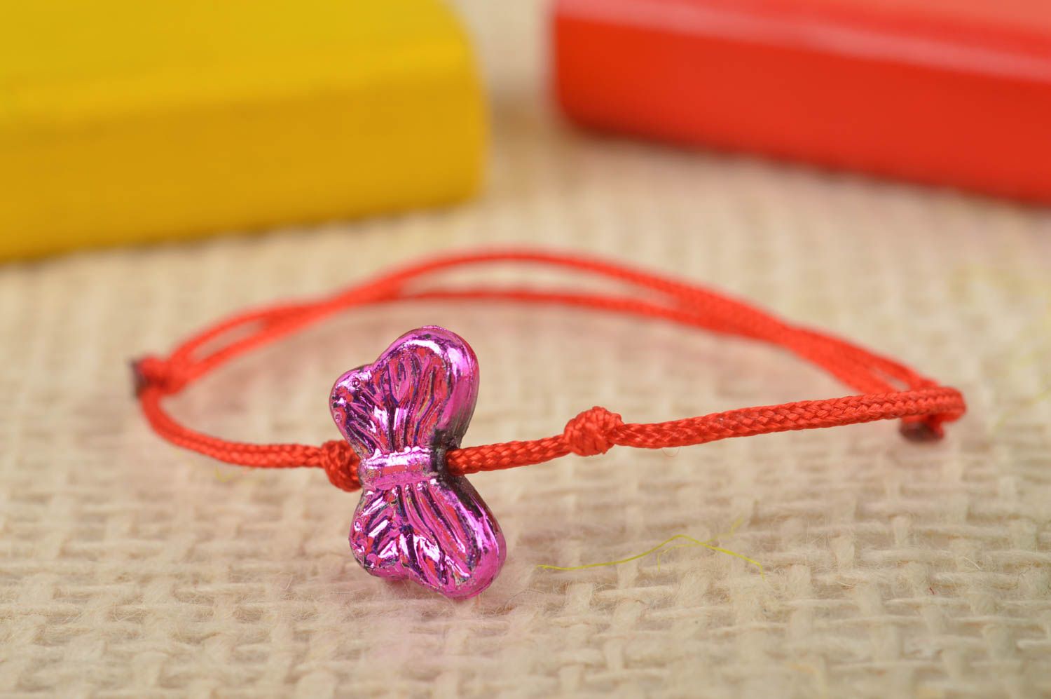 Red woven bracelet stylish designer bracelet unusual cute jewelry gift photo 1